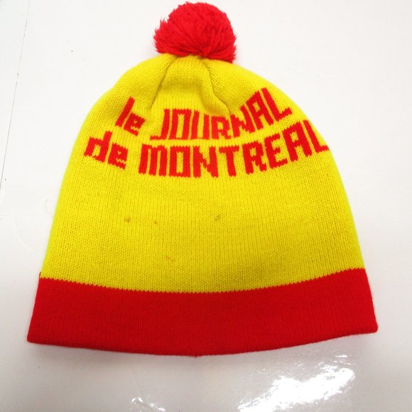 2 Vintage Le Journal de Montreal Beanie Hats Toque - Picture 2 of 6